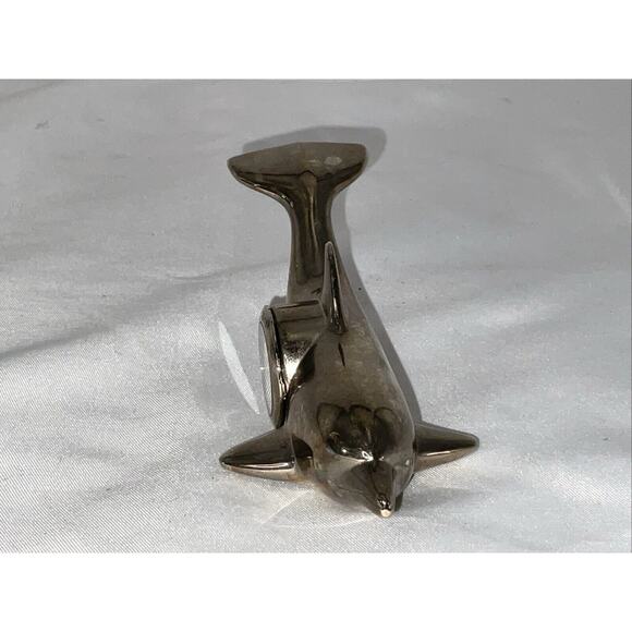 VTG VINTAGE SILVER TONE RUMOURS DOLPHIN CLOCK QUARTZ 1980S - Picture 3 of 6